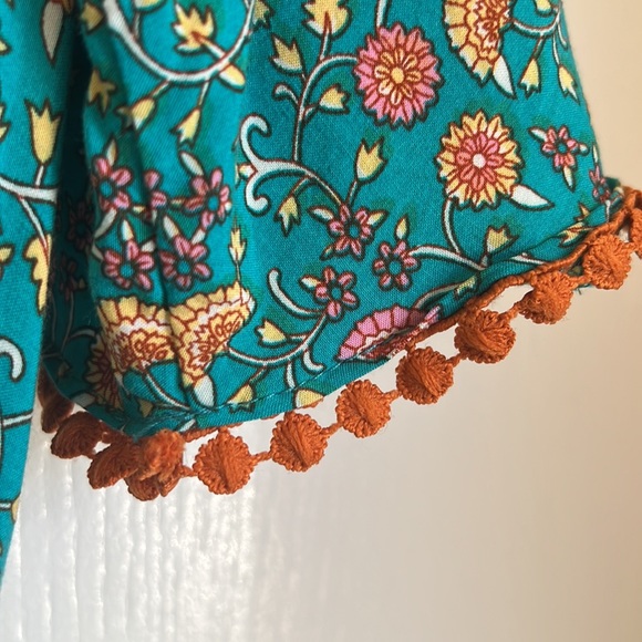 Teal and orange block print boho dress - Picture 5 of 10